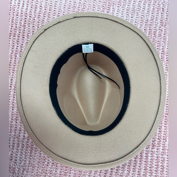 New Wide Brim Hat Classic Outdoor Tan Brown Hats w Belt Buckle Wool - Picture 7 of 7